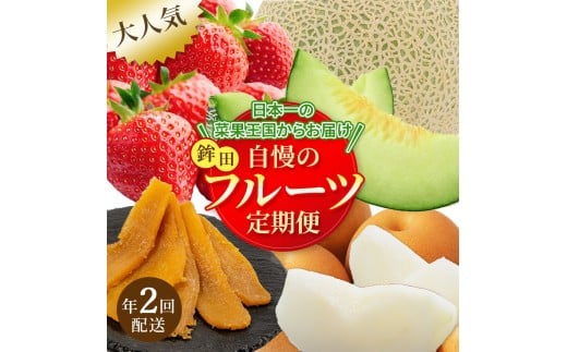 【フルーツ年2回定期便】＼日本一の菜果王国からお届け／自慢のフルーツ定期便！ 1~4月発送 ７~10月発送 いちご メロン フルーツ 定期便 2回 いちご 苺 イチゴ メロン 果物 くだもの 果実 数量限定 ギフト 詰め合わせ 贈答 セット 季節 旬 鉾田市 茨城県 産地直送 送料無料