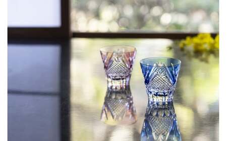 江戸切子 ペア冷酒杯〈富士〉カガミクリスタル TPS615-2950-AB | 冷酒杯 日本酒 江戸切子