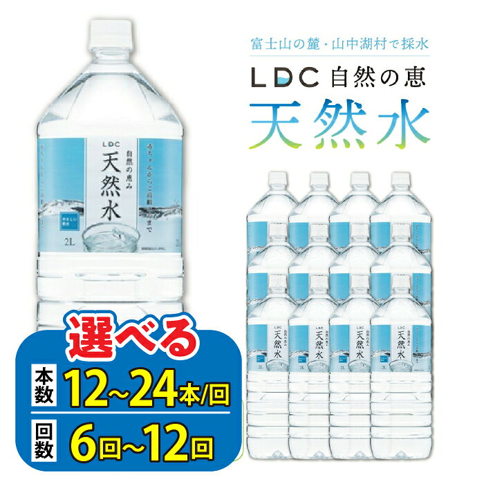 【ふるさと納税】【6カ月 / 12カ月定期便】自然の恵み天然水 2L 選べる本数・回数 ( 12本 / 24本 / 6回 / 12回 ) ※沖縄・離島配送不可 ふるさと納税 天然水 ミネラルウォーター 軟水 水 お水 ミネラル 山梨県 山中湖村 送料無料 定期便