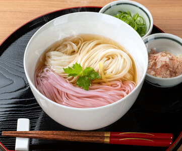 本場手造りの稲庭うどん紅白のセット 稲庭うどん 稲庭うどん 【(株)稲庭吟祥堂本舗】[B0311]
