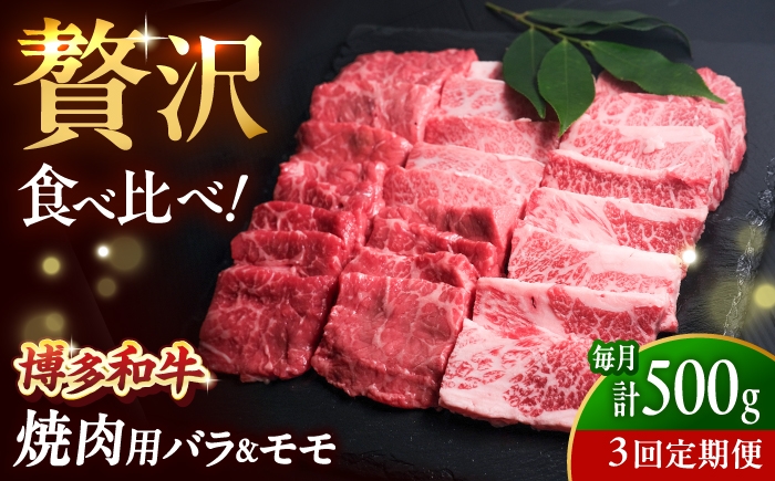
                  【全3回定期便】博多和牛 牛肉 焼肉 バラ モモ 500g 吉富町/肉のくまもと屋 [BGBY061]
                