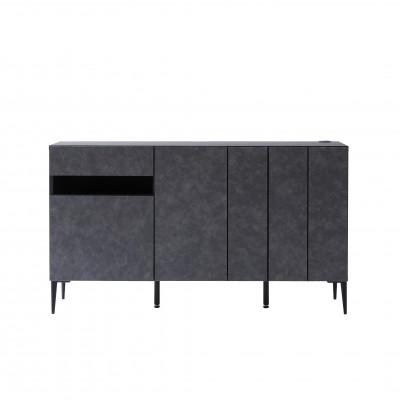 ふるさと納税 大川市 サイドボード 150cm リード　グレー×ブラック【大川家具】