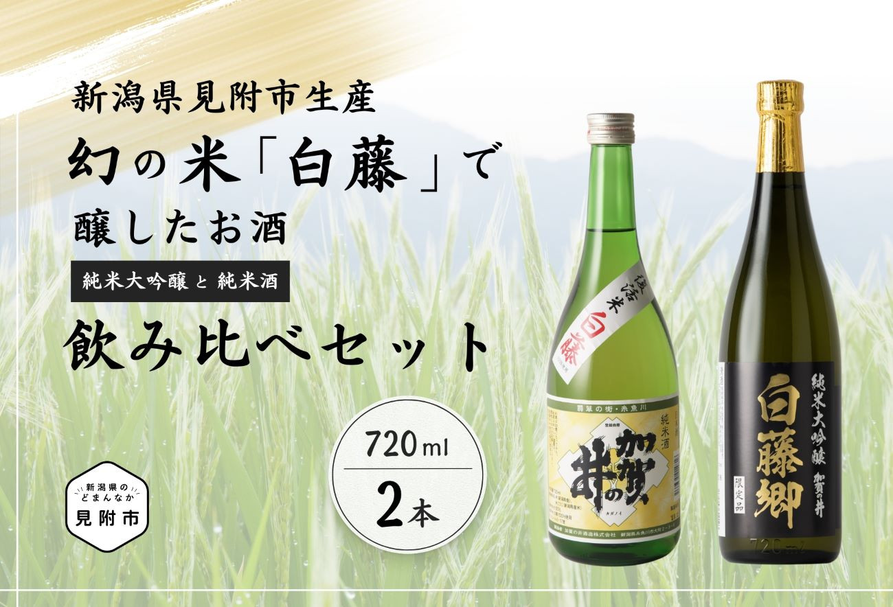 
見附市生産 幻の米「白藤」で醸したお酒飲みくらべセット 720ml×2
