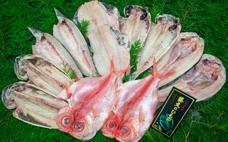 藤文の「びっくり規格外セット」 鯵 真ほっけ 赤魚 金目鯛 かます 鯖 干物[0823229]