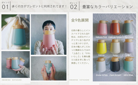 泡ソープ美濃焼ディスペンサー <ライラック>木製コースター付き
