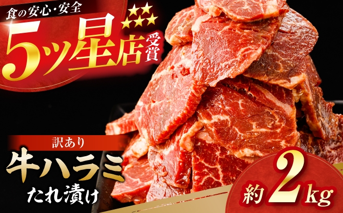 
                  牛ハラミ　たれ漬け 約200g×10 総計約2kg / 訳あり 数量限定 小分け 柔らかい！！ 【(有)山重食肉】 [ATAP150]
                