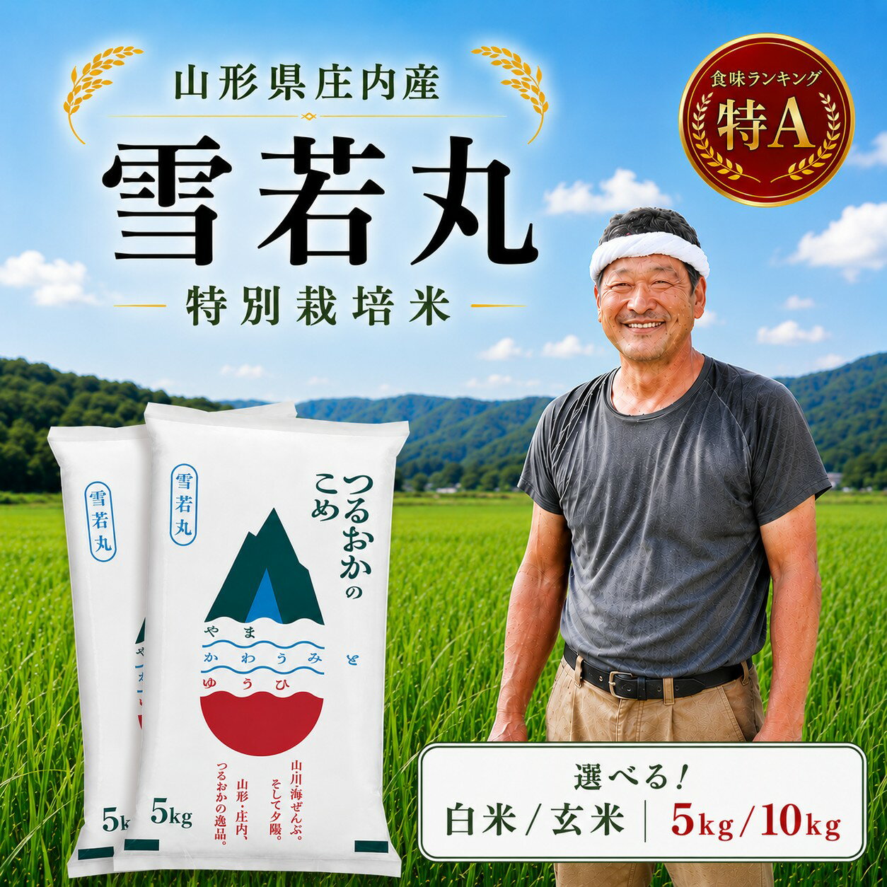 【ふるさと納税】令和7年産 特別栽培米 雪若丸 【精米/玄米・5kg/10kg 選べる】 山形県庄内産 鶴岡市産 米 白米 お米 ブランド米 庄内米 ごはん ご飯 おにぎり 弁当 冷めてもおいしい エコ包装 SDGs未来都市鶴岡