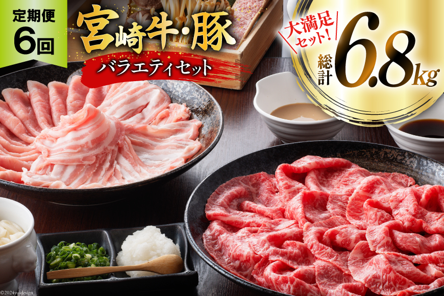 肉 定期便 6ヶ月 宮崎牛・豚 バラエティセット [ミヤチク 宮崎県 美郷町 31au0109] 冷凍 小分け 牛肉 豚肉 豚小間 豚バラ 小間 豚ロース 牛肩ロース しゃぶしゃぶ 焼肉 牛モモ