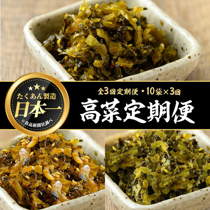 【ふるさと納税】＜定期便全3回＞たかな定期便 (10袋×3回) 漬物 お漬物 つけもの 高菜 九州産 辛子 辛子高菜 ピリ辛 乳酸発酵 そのまま 10袋 常温 常温保存【曽於市観光協会】