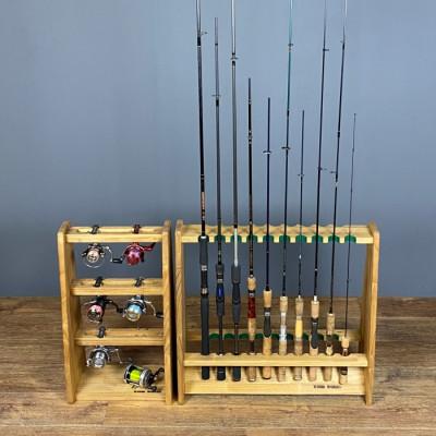 ふるさと納税 横手市 WOOD WORKS ロッドスタンド19本掛け 本体カラー:ライトブラウン/フェルトカラー:グリーン |  | 01