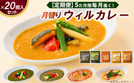 【定期便】5カ月間毎月届く！月替りウィルカレー20個入セット 冷凍 ※沖縄・離島への配送不可