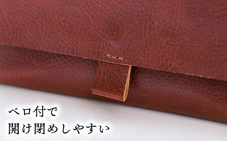 総手縫いで仕立てた 本革の長財布 (チョコ) ベロ付 スクエアフラップ コインマチあり