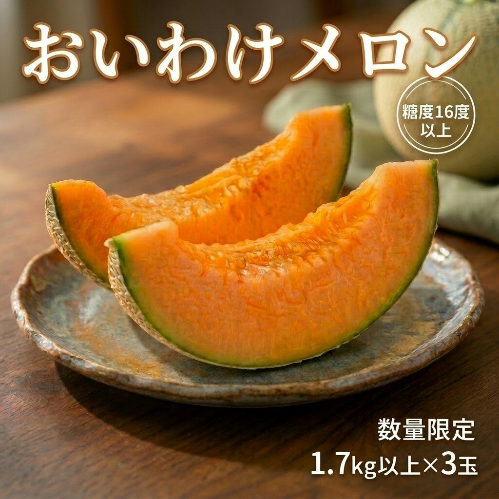 【ふるさと納税】＜数量限定＞ おいわけメロン 糖度16度以上　1.7kg以上×3玉入