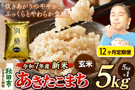 《令和7年産 新米》《定期便12ヶ月》 米 あきたこまち 5kg 【玄米】 秋田県産