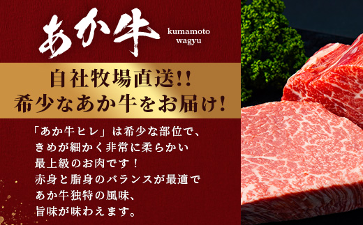 熊本和牛 あか牛 ヒレステーキ 360g (120g×3)【 牛肉 肉 お肉 ヒレ ステーキ 赤身 ブランド牛 希少 ヘルシー 焼肉 熊本県産 】 046-0786