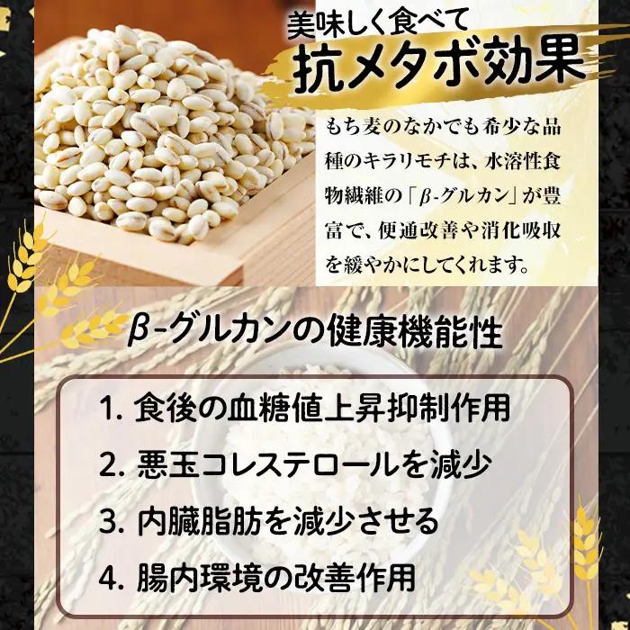 ＜定期便・総計4回＞大分県産もち麦 キラリモチ(総計20kg(5kg×4回(3ヶ月毎))ダイエット 健康 業務用【212400100】【天峯ファーム】