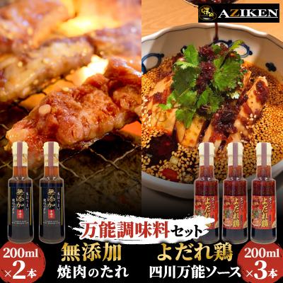 ふるさと納税 山梨市 無添加焼肉のたれ2本/よだれ鶏四川万能ソース3本セット