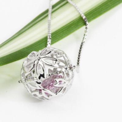 ふるさと納税 桜川市 桜の透かしカゴペンダント&ネックレス(ピンクトルマリン) |  | 01