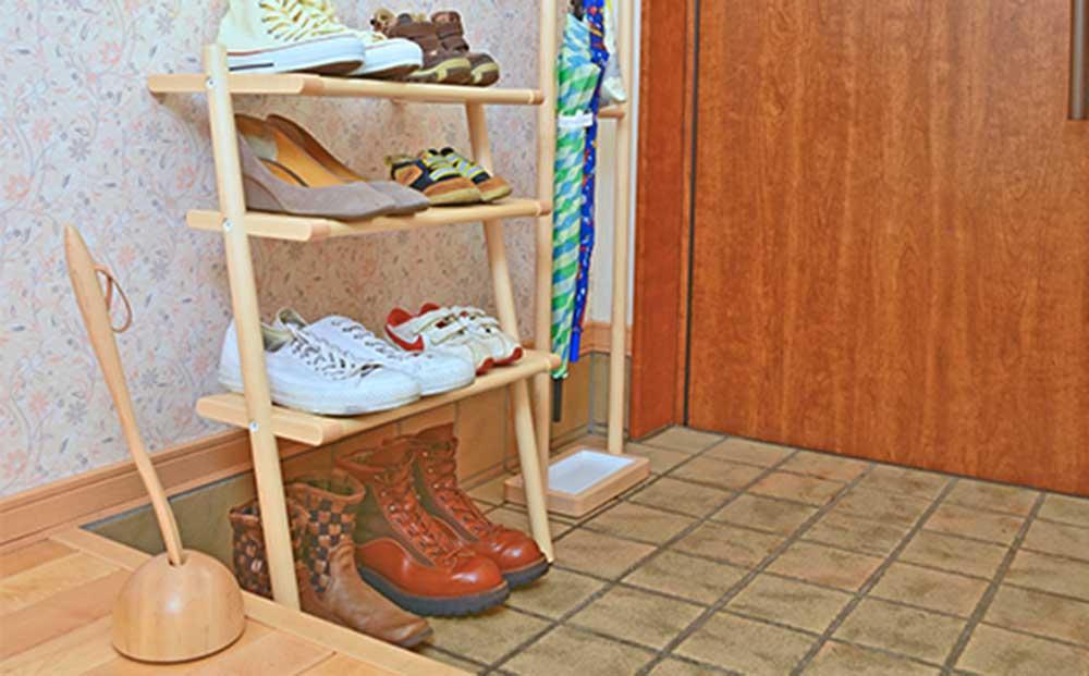 旭川家具　コサイン　シューラック　メープル 【 旭川家具 北海道 旭川市 木製 家具 選べる樹種 玄関収納 靴収納 防水ウレタン塗装 省スペース コンパクト 収納棚 組み立て式 軽量 シンプル ナチュ