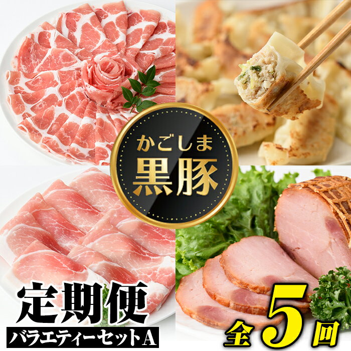 【ふるさと納税】＜定期便・全5回(毎月)＞バラエティーセットA！鹿児島 国産 九州産 黒豚 豚肉 バラ ロース 肩ロース モモ スライス しゃぶしゃぶ とんかつ 焼豚 叉焼 餃子 ぎょうざ 干し芋 干芋 バラエティ 冷凍 セット 【和田養豚】