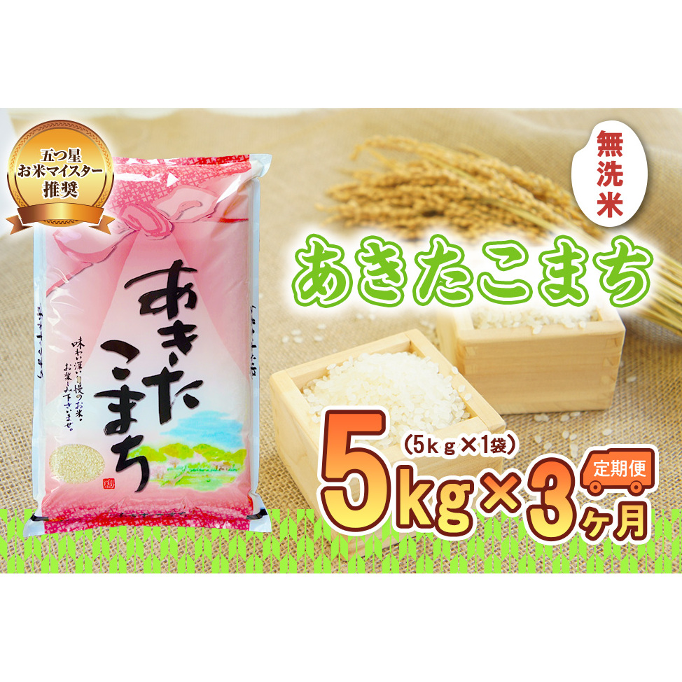 米 定期便 3ヶ月 あきたこまち 無洗米 5kg お米 精米 白米 こめ コメ おこめ ごはん お米マイスター 推奨 ブランド米 常温 国産 岩手県 岩手 盛岡市産 定期 お楽しみ 3回