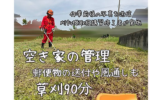 ＜胎内市内利用限定＞草刈り作業代行 草刈り 空き地 空地 お手入れ 空き家 空家 空き屋 空屋 管理報告１回（草刈等90分）