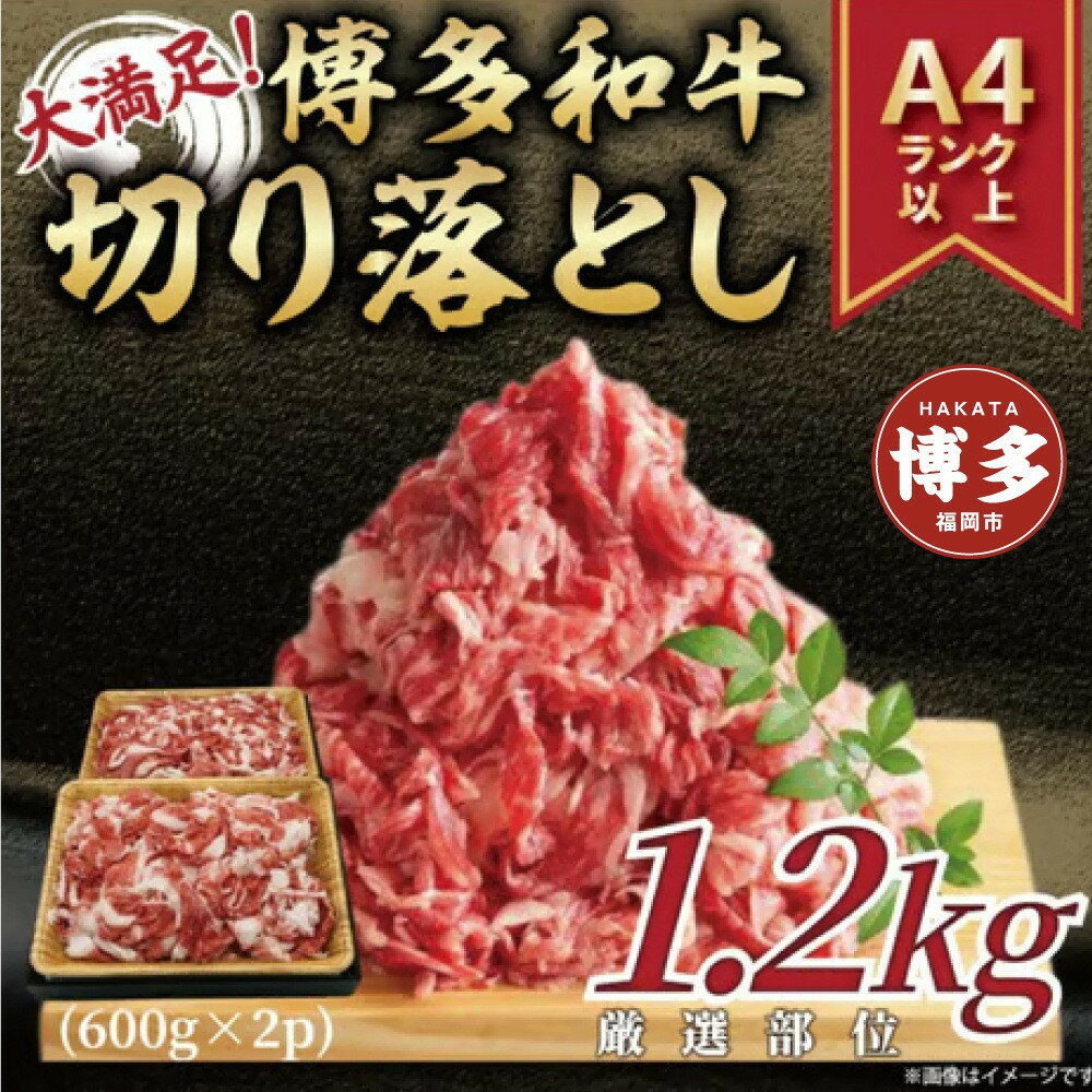 【ふるさと納税】【訳あり】博多和牛 切り落とし A4～A5 1.2kg（600g×2p） | ふるさと納税 肉 牛肉 切り落とし 肩 バラ 牛 お肉 九州産 黒毛和牛 ふるさと納税 牛肉 赤身 すき焼き 焼き肉 焼肉 人気 A5ランク 贈り物 プレゼント ギフト 冷凍 小分け 福岡市 福岡 送料無料