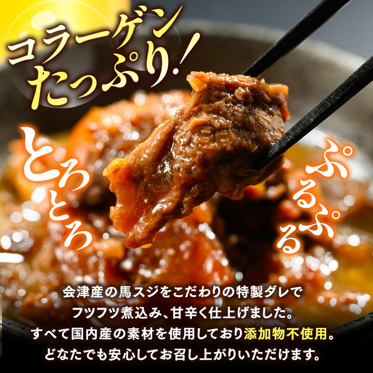 【会津産馬肉使用】馬スジ煮込み 900g （300g×3パック） | 馬スジ 馬すじ 馬肉 煮込み 小分け 小分 パック 真空パック 総菜 おかず おつまみ 冷凍 福島 猪苗代町_イメージ2