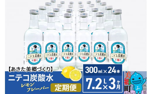 
《定期便3ヶ月》ニテコ炭酸水(レモン) 300ml×24本入 「水の郷」の炭酸水 ご当地炭酸水
