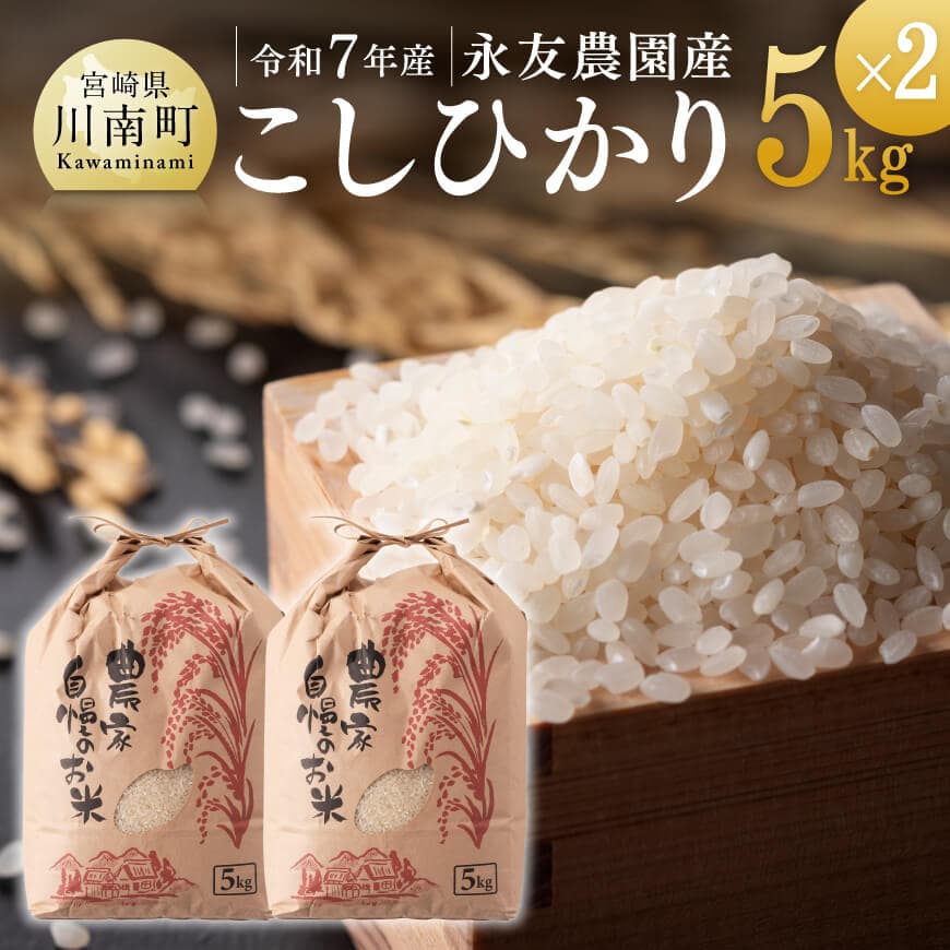 【令和7年産】永友農園産「こしひかり」10kg(5kg×2) 米 お米 白米 精米 国産 宮崎県産 コシヒカリ