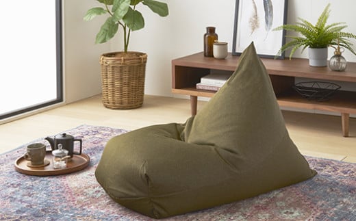 【a031】ビーズクッション　レゴリス（カーキ・デニム生地）【配送不可地域：沖縄県、離島】