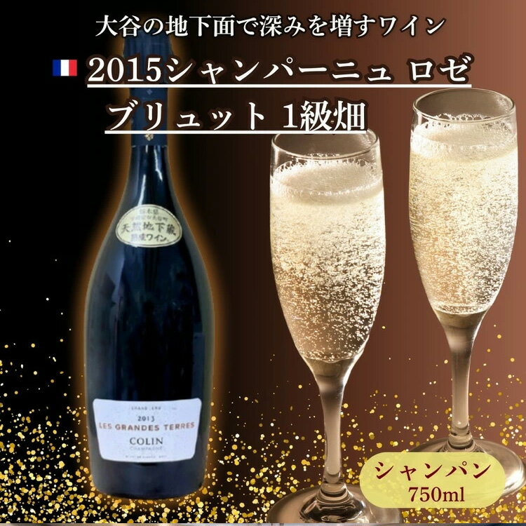 【ふるさと納税】大谷の天然地下蔵で深みを増すワイン 2015シャンパーニュ ロゼ ブリュット 1級畑 1本 ｜ ワイン シャンパン ギフト 栃木県 宇都宮市 ※離島への配送不可