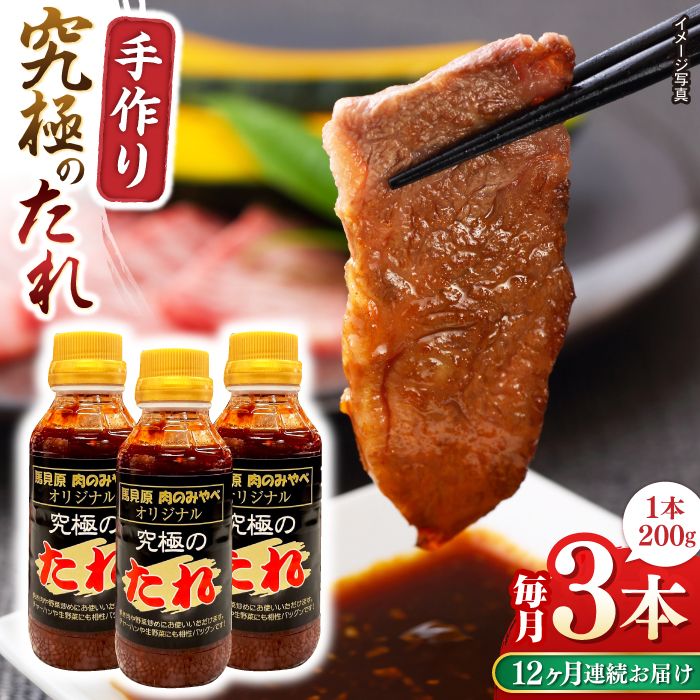 【全12回定期便】自家製 究極のたれ 200g×3本セット 【肉のみやべ】 [YAC027]