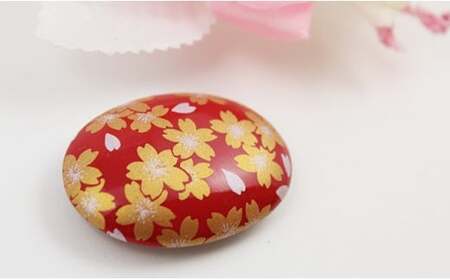 A15-40 有田焼帯留め 赤金桜紋様 有田焼アクセサリー二宮閑山