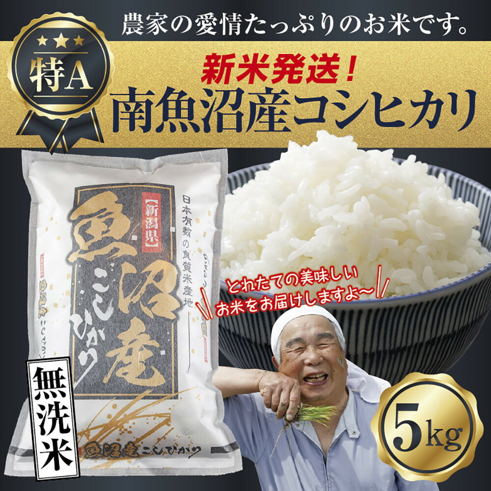 【ふるさと納税】【新米発送】「無洗米」 令和7年産 新潟県 南魚沼産 コシヒカリ お米 5kg 精米済み（お米の美味しい炊き方ガイド付き） お米 こめ 白米 新米 こしひかり 食品 人気 おすすめ 送料無料 魚沼 南魚沼 南魚沼市 新潟県産【2025年10月上旬より順次発送予定】