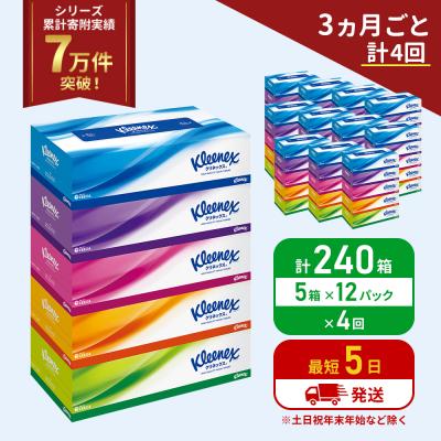 ふるさと納税 岩沼市 定期便 ティッシュ クリネックス ティシュー(5箱入×12P)《計4回》[No.5704-1047]
