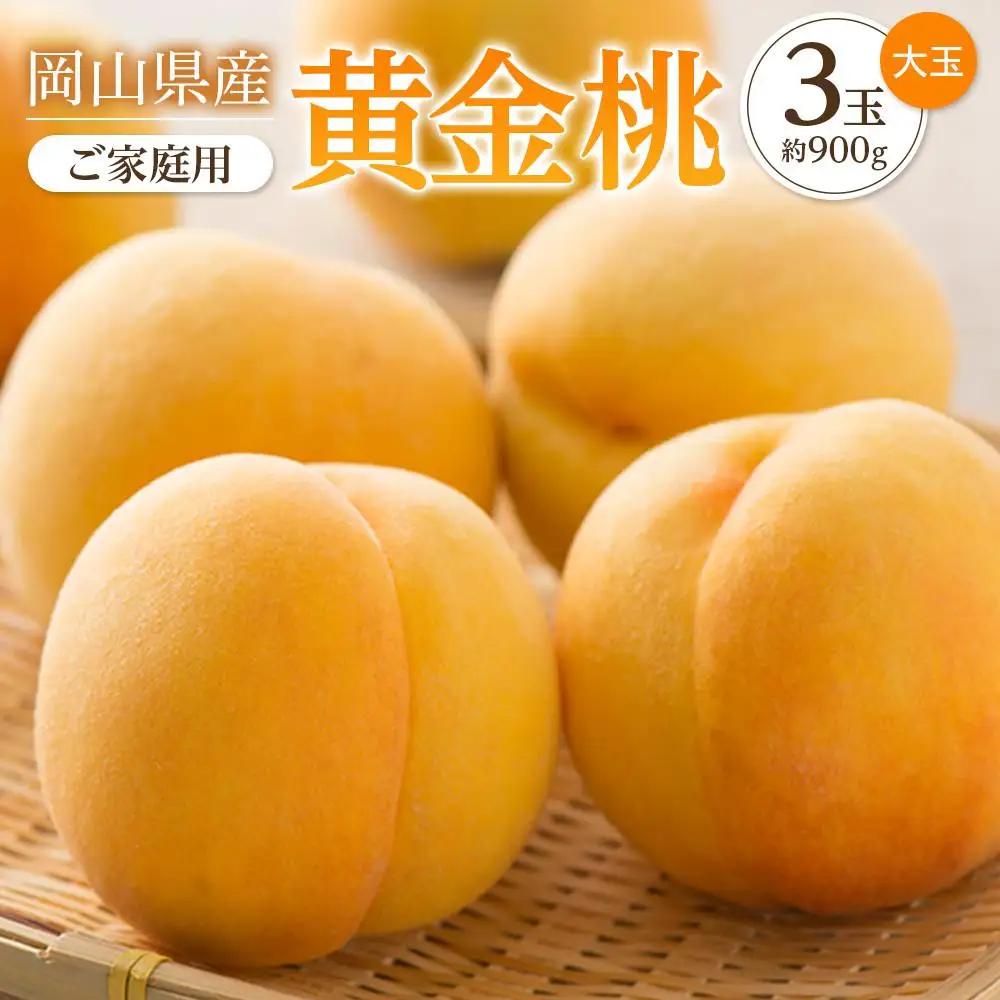 桃 2027年 ご家庭用 おかやま の 黄金桃 大玉 3玉（合計約900g） もも モモ 岡山県産 国産 フルーツ 果物