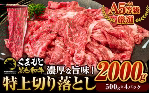 くまもと黒毛和牛 ウデ・モモ 赤身切り落とし 2000g (500g×4) 牛肉 冷凍 《30日以内に出荷予定(土日祝除く)》冷凍庫 個別 取分け 小分け 個包装 モモ スライス 肉 お肉 しゃぶしゃぶ すき焼きA5 A4 