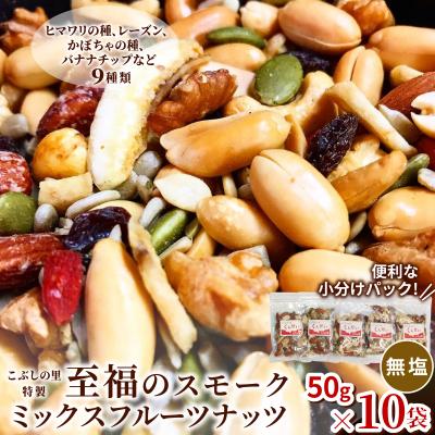 ふるさと納税 七宗町 無塩 スモークミックスフルーツナッツ 50g×10袋 燻製 ナッツ こぶしの里