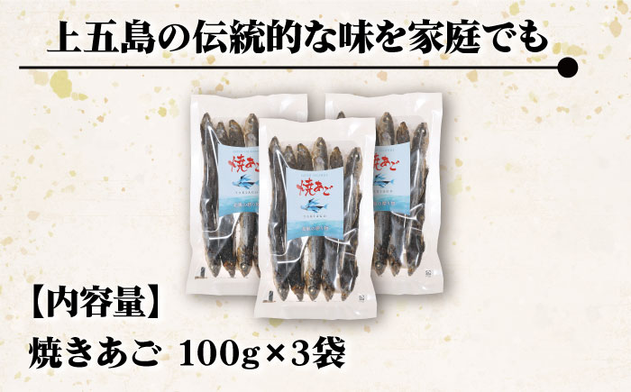 【上五島の伝統的な味をご家庭で】 厳選 無添加 焼きあご 100g×3袋 5000円 5千円 【新魚目町漁業協同組合】 [RBC008]