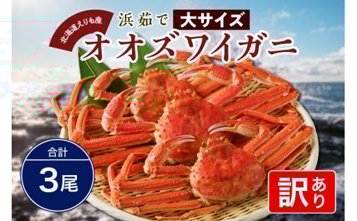 『訳あり』浜茹でオオズワイガニ3尾【えりも産】【er004-050-a】