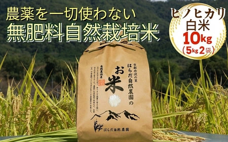 令和7年産 自然栽培米 ヒノヒカリ＜農薬を一切使わない無肥料栽培＞白米 10kg（5kg×2）