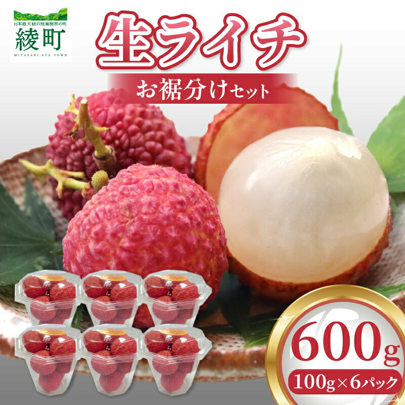 【ふるさと納税】綾町 生ライチ お裾分け セット 600g 100g 6パック ライチ 国産ライチ トロピカルフルーツ 南国フルーツ 果物 国産フルーツ 小分けパック ジューシー 濃厚 フレッシュ 高級フルーツ お取り寄せ ギフト プレゼント おすそ分け 宮崎県 送料無料 【JA綾町】