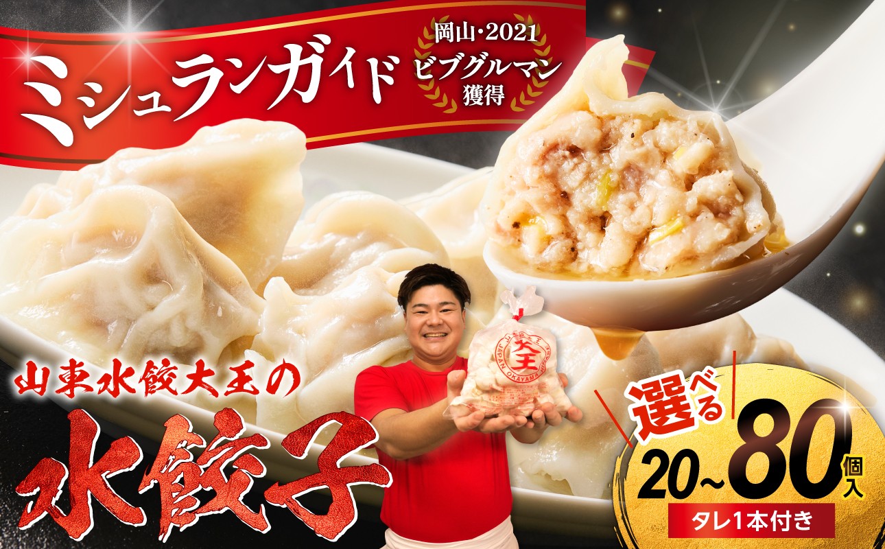 
                  【選べる容量！】餃子　水餃子 （20個・40個・80個） たれ付き （日付指定可）【 ミシュランガイド岡山2021・ビブグルマン獲得 水餃子専門店 定期便 ぷるぷる もちもち 岡山県備前市 】
                