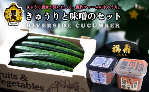 《先行予約》令和6年産 秋田県鹿角産 リバーサイドきゅうりと味噌セット（きゅうり約20本／味噌2種類） ●2025年6月上旬発送開始【優作ファーム】産地直送 農家直送 秋田県産 秋田県 秋田 あきた 鹿角市 鹿角 かづの きゅうり キュウリ 胡瓜 新鮮 みそ 味噌 セット