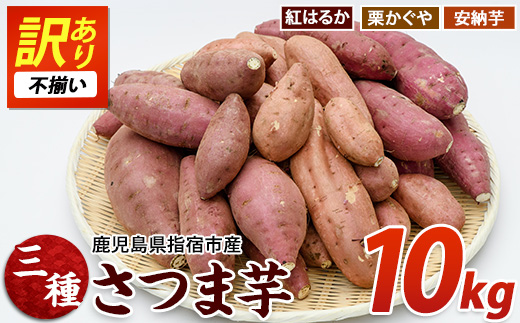 【2026年11月上旬以降～順次発送】＜訳あり・不揃い＞さつまいも3種(紅はるか・栗かぐや・安納芋)詰合せ約10kg(らくと農園/IB084-001) さつまいも おやつ さつま芋 焼芋 やきいも 焼