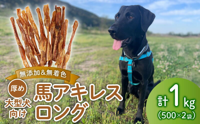 【ふるさと納税】 ジャーキー 馬アキレスロング 厚め 計1kg 無添加 無着色 ドックフード 馬 アキレス ロング ペット おやつ ペット用品 犬用 500g 2袋 安心 安全 自然食品 J03