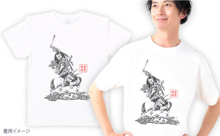 出雲神楽 簸の川大蛇退治の墨絵風オリジナルTシャツ FN-10 Sサイズ 島根県雲南市/田部写真館 [AICZ022]