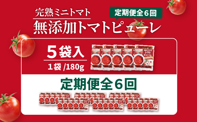 寄附額改定↓ ＜定期便・全6回＞完熟ミニトマト（あまみ姫）無添加 トマトピューレ5袋入り