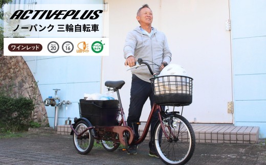 
                  三輪自転車 三輪車 大人用 20インチ ノーパンク パンクしない パンクレス パンクしない 高齢者 シニア カゴ付き 3輪 安定 通院 買い物 免許返納 ギフト プレゼント 人気 安心 安全 ミムゴ アクティブプラス MG-TRE20APNL  福岡県 粕屋町 CC013
                
